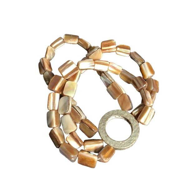 Abalone 18 inch Necklace and 9 inch Bracelet Silvertone Jewelry Set - Picture 5 of 6